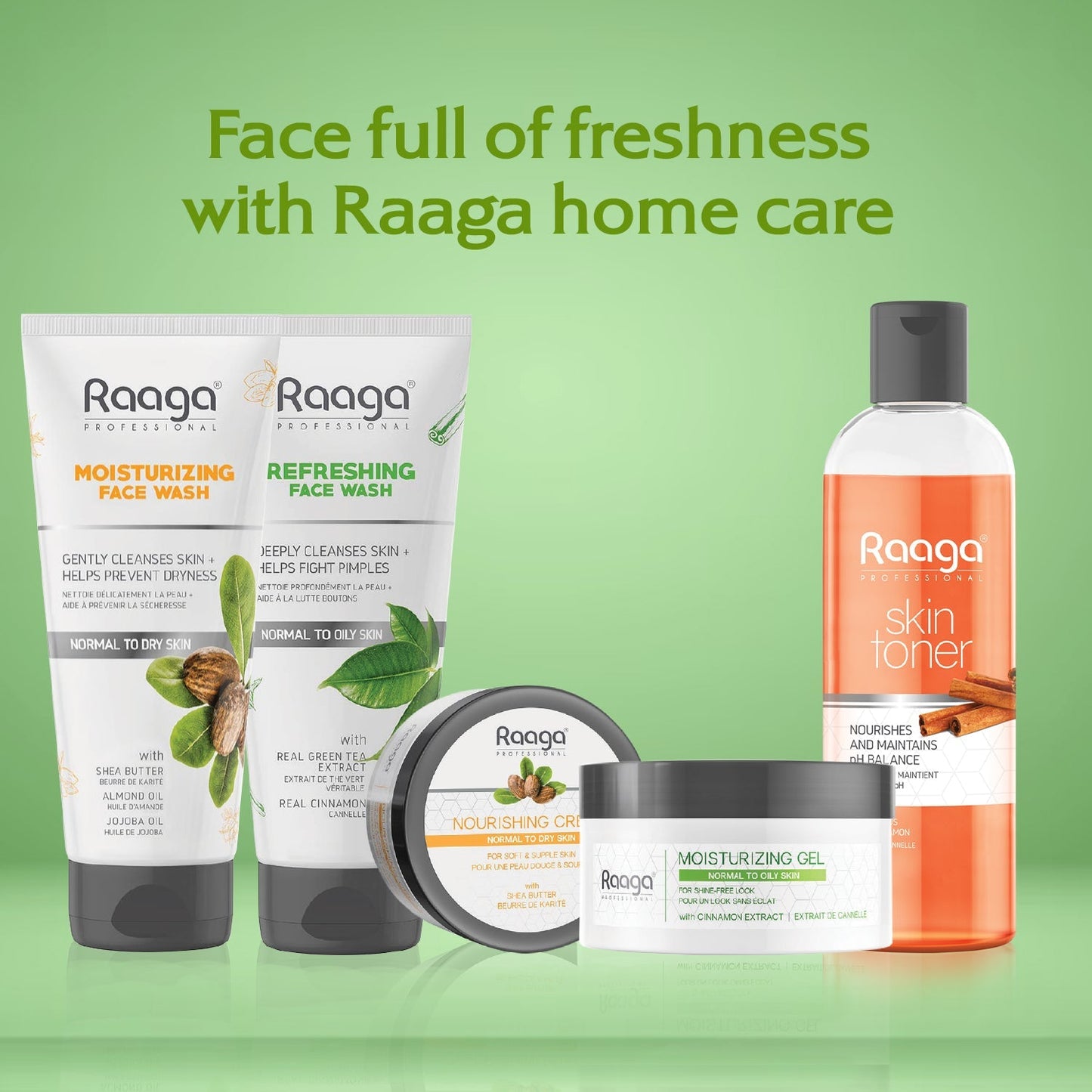 Raaga Professional Refreshing Face Wash with Green Tea Extract and Cinnamon Extract (80 ml) | iB