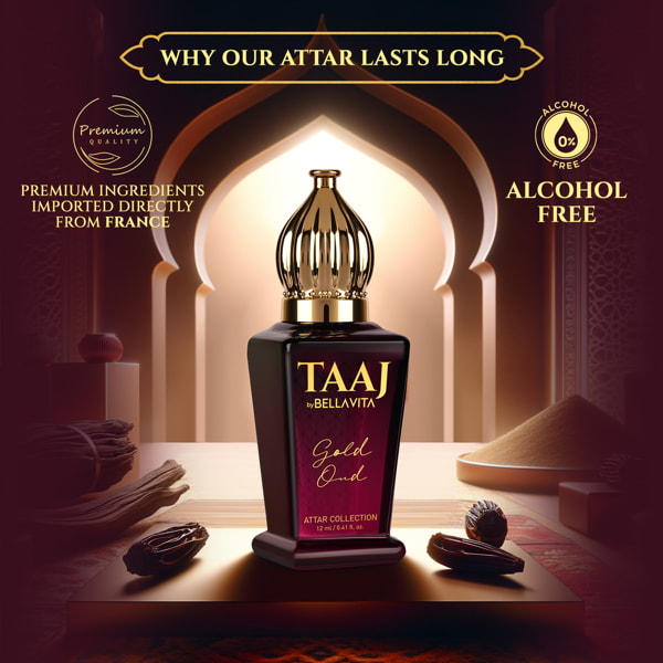 Bella Vita TAAJ Gold OUD Attar - 12ml | iB